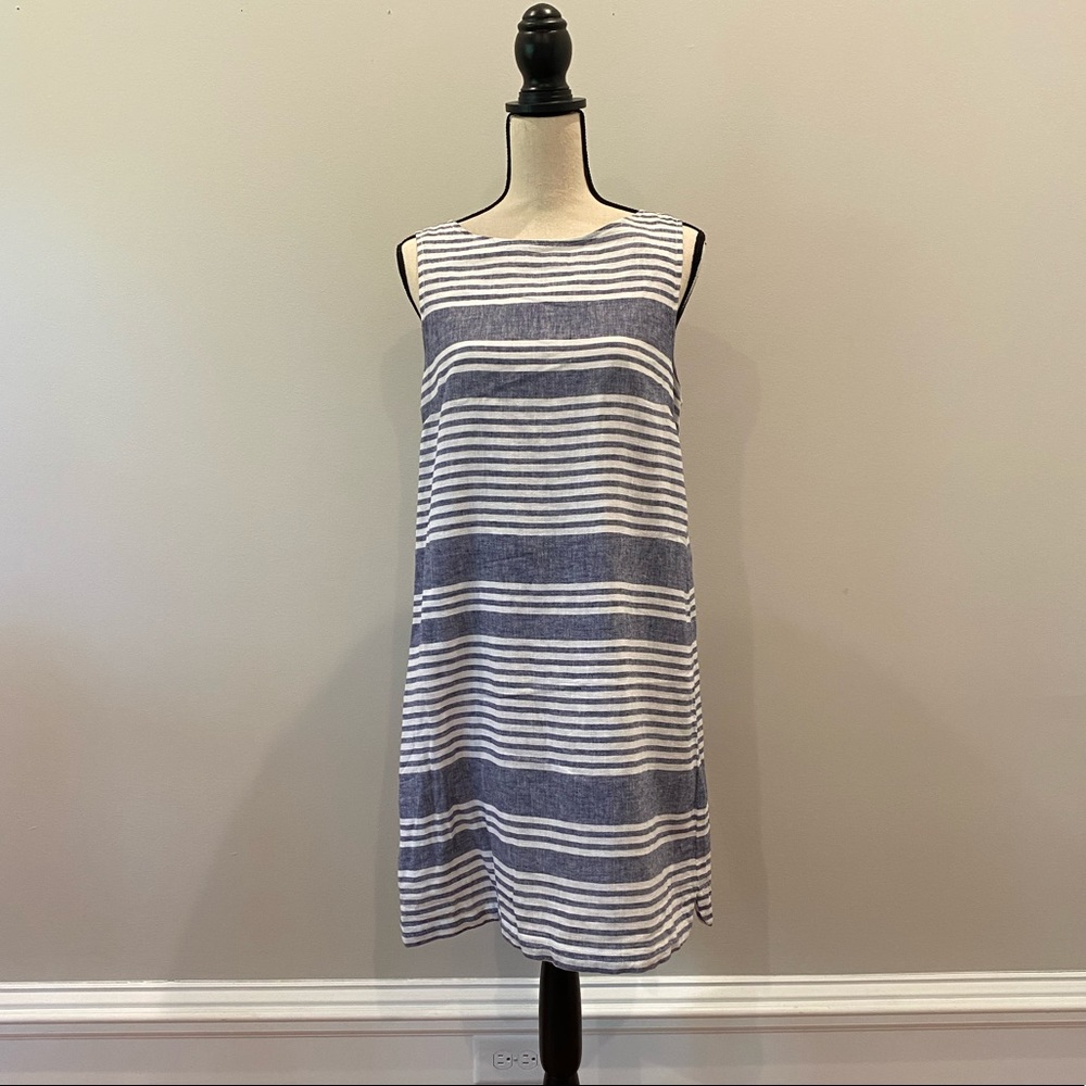 BeachLunchLounge Blue/White striped linen dress - Size M